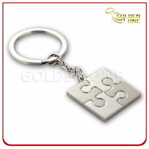 Kreatives Design Zweifarbiger Puzzle-Metall-Schlüsselanhänger