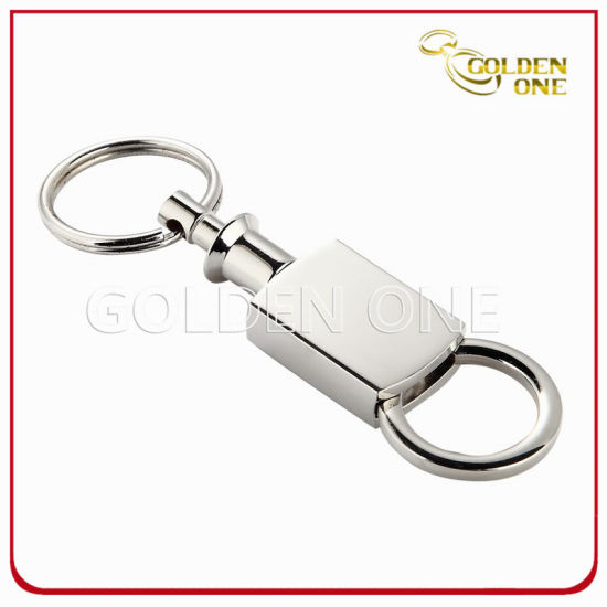 Schlüsselanhänger aus glänzendem Nickel mit Gravur zum Auseinanderziehen