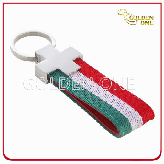 Executive Gift Schlüsselanhänger aus bedruckbarem Metall mit Polyesterband