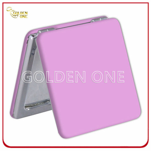 Werbegeschenk Klassischer Design-PU-Leder-Quadrat-Kompaktspiegel