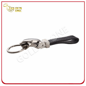 Personalisierte Geschenk-Leopard-Form-glänzender Nickel-PU-Leder-Schlüsselanhänger