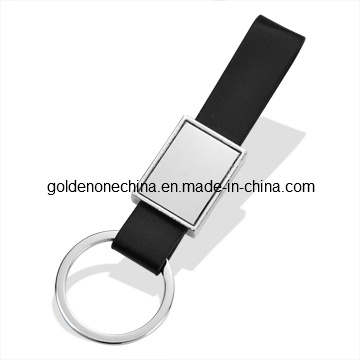 Förderungs-Doppelt-Ring-Entwurfs-echtes Leder-Schlüsselkette