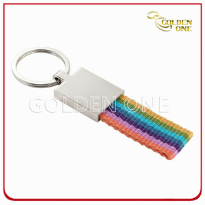 Promotion Giftwoven Strap Metal Schlüsselanhänger