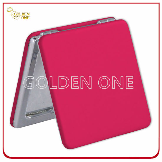 Werbegeschenk Klassischer Design-PU-Leder-Quadrat-Kompaktspiegel