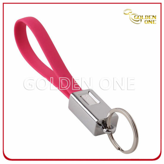 Promotion-Qualitäts-runder Form-heißer gestempelter Leder-Schlüsselring
