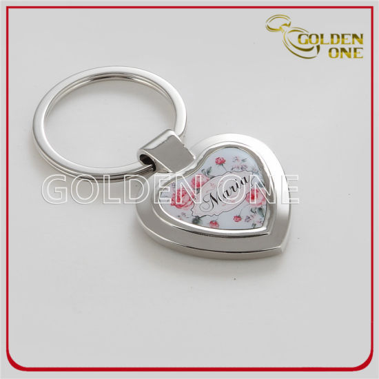 Förderungs-Geschenk-kundenspezifische Herz-Form gedruckter Metallschlüsselbund