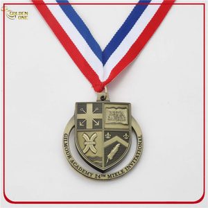 Kundenspezifische Druckguss-Medaille aus antikem Messing mit Band