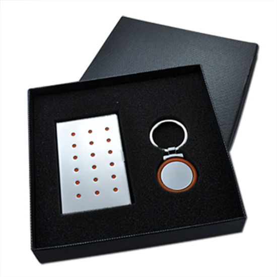 Werbegeschenk-Set mit personalisiertem Schlüsselanhänger und Metallstift