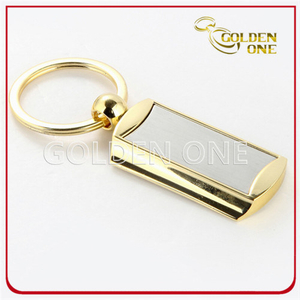 Modischer, schwerer, länglicher, vergoldeter Metall-Schlüsselanhänger
