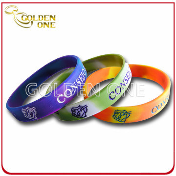 Fashion Custom Segmented Color Concave Logo Silikonkautschuk-Armband