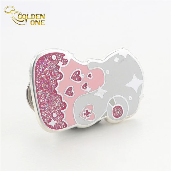 Werbegeschenk Vergoldung Glitter Custom Soft Hard Emaille Metall Anstecknadel