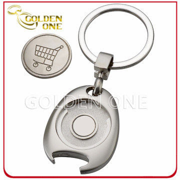 Personalisierter Trolley-Münzen-Schlüsselanhänger aus Metall mit Flaschenöffner