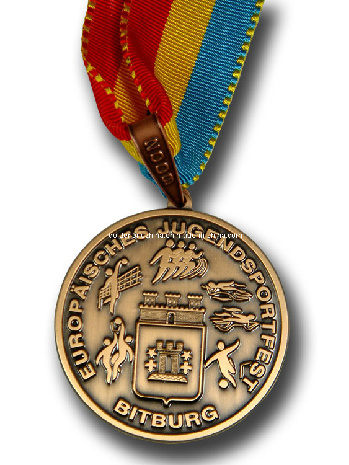 Kundenspezifische Druckguss-Medaille aus antikem Messing mit Band
