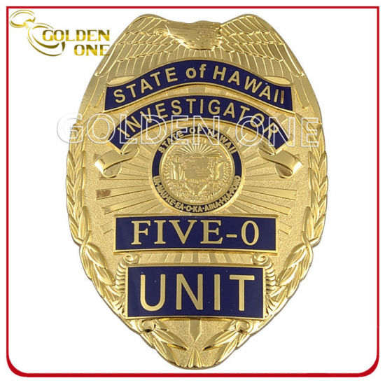 Benutzerdefinierte 3D-gravierte vergoldete Polizeikaplan-Anstecknadel