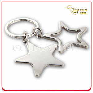 Blank Star Design Schlüsselhalter aus vernickeltem, gravierbarem Metall