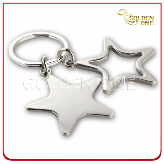 Blank Star Design Schlüsselhalter aus vernickeltem, gravierbarem Metall