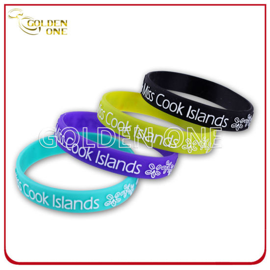 Hochwertiges, geprägtes, bedrucktes Gummiarmband mit konkavem Design