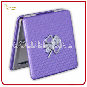 Personalisierter, bedruckter Leder-Kompaktspiegel mit Bling Glitter