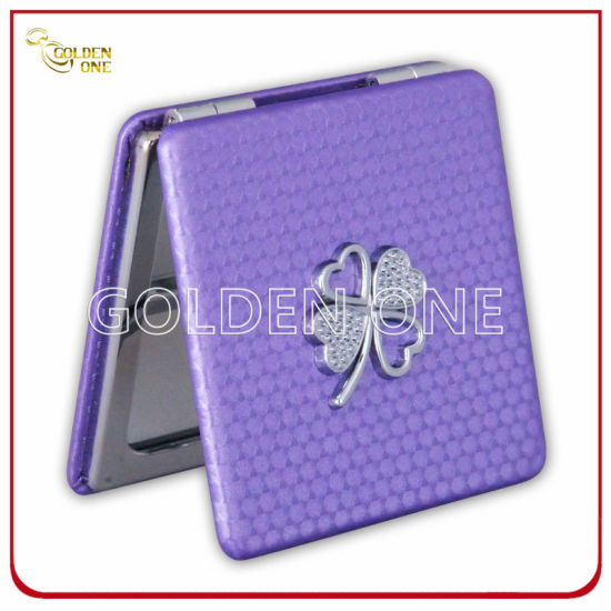 Personalisierter, bedruckter Leder-Kompaktspiegel mit Bling Glitter